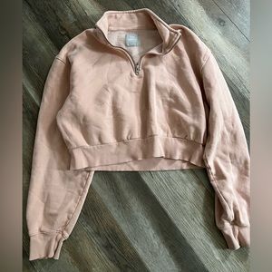 TNA Aritzia light pink cropped pullover sweater size M